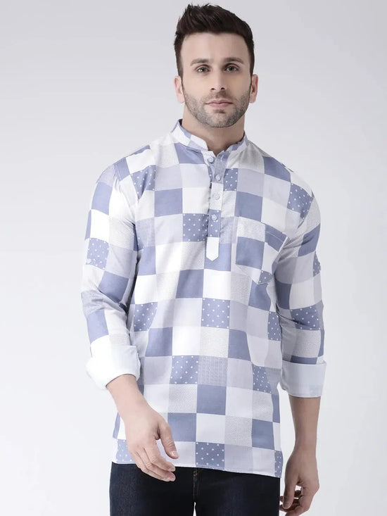 Hangup Men Slim Printed Men's Indian Wear-K17ShortKurta