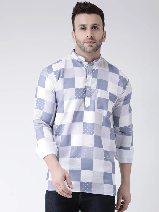 Hangup Men Slim Printed Men's Indian Wear-K17ShortKurta