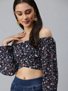 Women's Printed Navy Blue Top-AE-7008-Navybluemulti