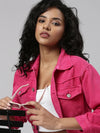 Women Fuchsia Solid Denim Jacket-GZ-5580-Fuchsia