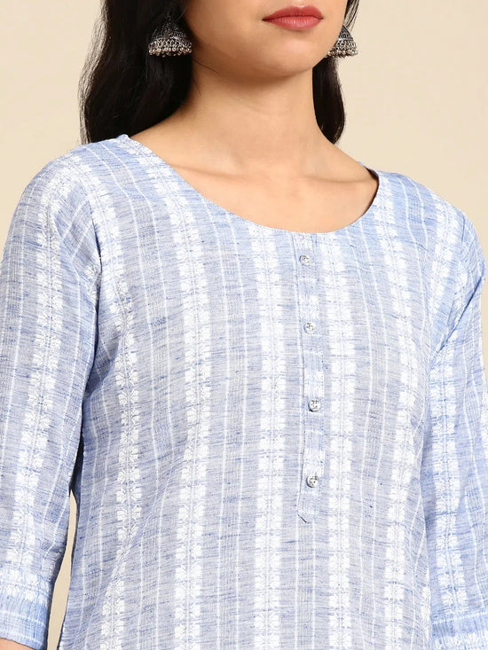 Women's Blue Solid Straight Kurta-SKC-3312-Blue