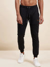 Men's Black Relax Fit Stitch Detail Joggers