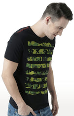 Huetrap Black Mens Short Sleeve Graphic Printed Tshirt-HT17MKGRABLK00764