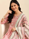 Women's Pink Printed Kurta Set-GW-412-Pink