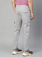 Genips Men's Light Grey Cotton Stretch Bahamas Cargo Fit Solid Cargo