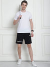 Venitian Men Cotton Printed Black Shorts