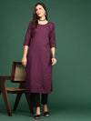 Women Purple Embellished Straight Kurta-SKC-1210-Purple