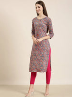 Women Multi Printed Straight Kurta-AT-A828-K-Multi