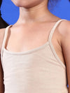 Tales & Stories Girls Beige Lycra Regular Fit Spaghetti Sleeve Solid Camisole