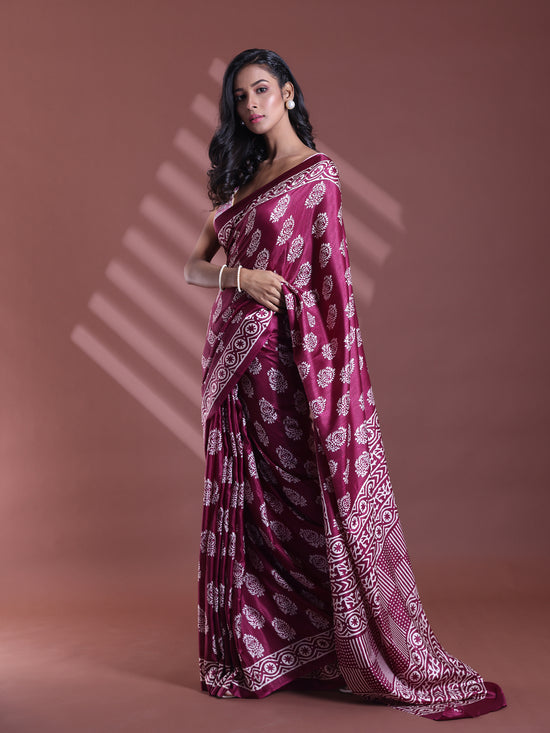 Dark Purple Silk Soft Saree With Paisley Print-MA60BSL01400047