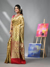 Coral Peach Silk Banarasi Saree With Zari Woven Designs-MA52BSL441050019