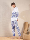 Women Blue Floral Oversized Shirt With Tapered Pants