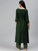 Women's Green Printed Kurta Sets-JC58-Green