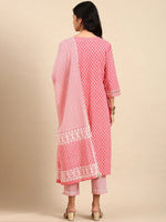 Women's Pink Printed Kurta Set-GW-458-Pink