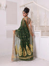 Green Cotton Saree With Zari Borders-MA64BCT401190049