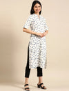 Women's White Printed Straight Kurta-SKC-471-Offwhite