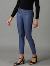 Women's Blue Solid Skinny Fit Jegging-ANX-1012-Blue