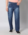 Retro Denim Jeans with 5 pockets-Blue-HBD23-30