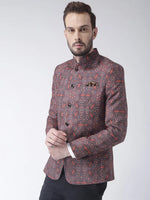 Hangup Men Standard Printed Men Formalwear-D335ButtonBlazer