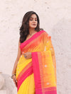 Bright Yellow Cotton Soft Saree With Ikkat Style-MA54BCT041400025