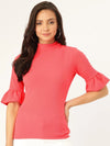 Veni Vidi Vici Coral Frilled Sleeve Top