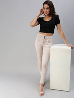 Women's Pink Solid Denim Skinny Jeans-GZ-5153-Pink