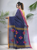 Blue Cotton Saree With Stripes Pattern-MA56CH33880045