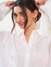 Women White Poplin Lantern Sleeves Shirt