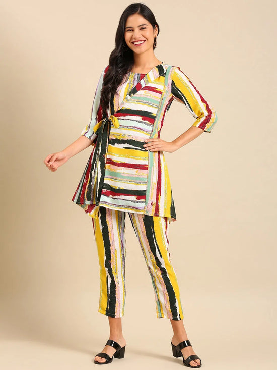 Women's Multi Striped Kurta Set-ON-623-Multi