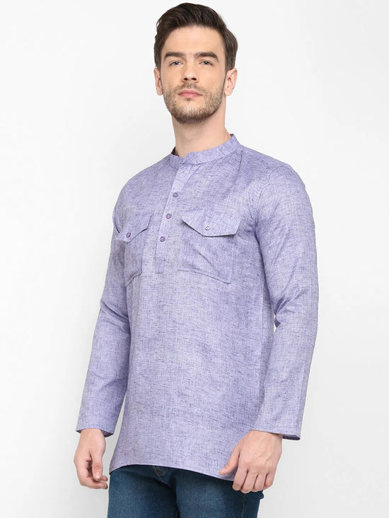 Hangup Men Standard Solid Men's Indian Wear-Purple_2Pkt_Short_Kurta