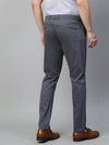 Genips Men's Grey Blue Cotton Stretch Caribbean Slim Fit Self Design Trousers