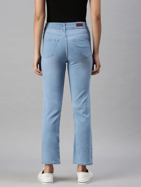 Women's Denim Straight Fit Blue Jeans-GZ2541-Blue