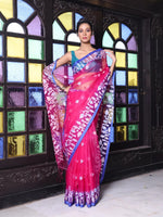 Fuchsia Muslin Saree With Jamdani Designs-MA64MS401190024