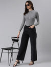 Women Grey Solid Parallel Trouser-IM-10627-Grey