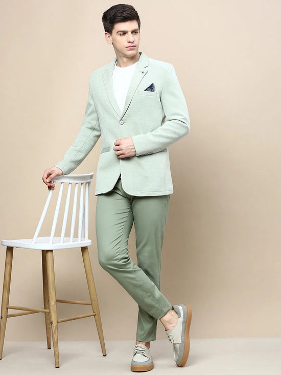 Men Green Solid Casual Blazers-AR-44-Green