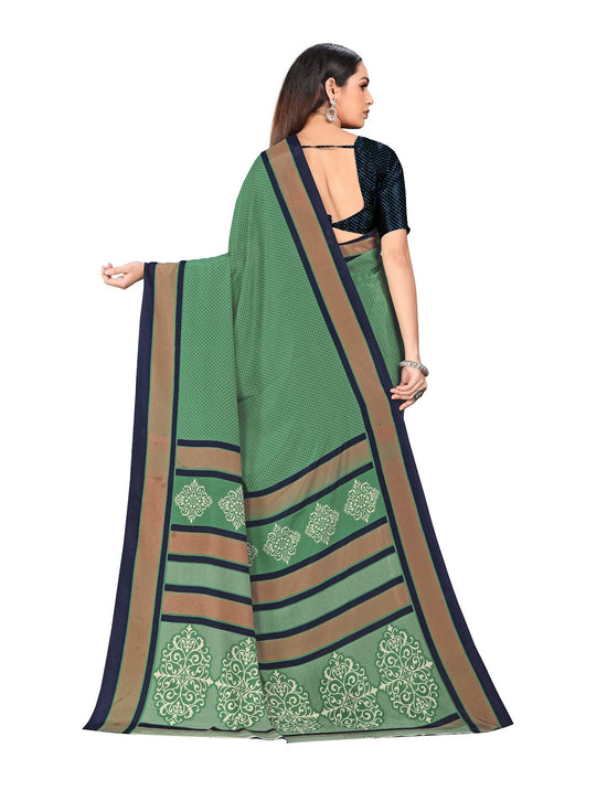 Vimla Women's Green Crepe Silk Uniform Saree with Blouse-5208_PM