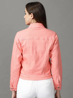 Women's Coral Solid Open Front Jacket-GZ-5577-Coral