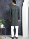 Men's Sequins Chikankari Embroidered Kurta with Pyjama.-JOKP-P-5015Grey