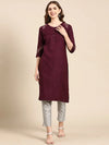 Women's Violet Solid Straight Kurta-DF-1561-Violet