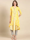 Women's Yellow Printed Anarkali Kurta-KG-9001-Yellow