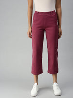 Women's Mauve Solid Denim Straight Jeans-LTPZ10327-Mauve