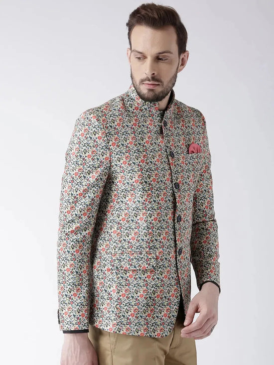 Hangup Men Standard Printed Men Formalwear-D405ButtonBlazer