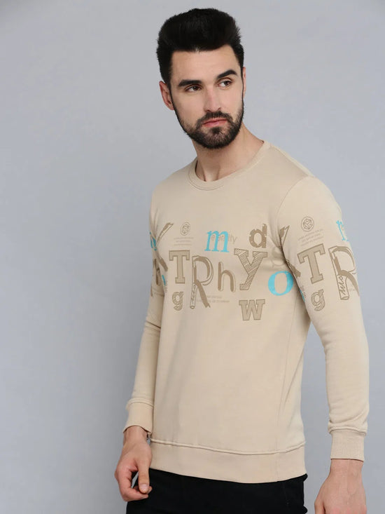 Men Beige Solid Sweatshirt-SCAW-26-Beige