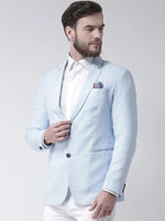 Hangup Men Standard Solid Men Formalwear-SkyBlue1LinenBlazer