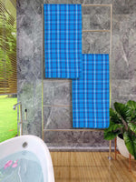 Athom Living Premium Gamcha Bath Towel 65 x 135 cm Pack of 2 Blue checkered-ATZ-BT-1G-C2