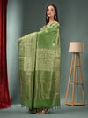 Green Blended Silk Handwoven Saree With Woven Zari Border-MA50BSL34830121