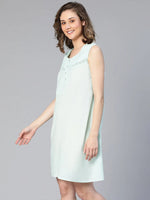 Muzzy Mint Button -Up With Lace Women Nightwear Cotton Dress