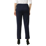 Smarty Pants Women's Cotton Lycra Ankle Length Navy Blue Formal Trouser