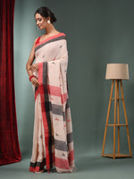 Cream Cotton Handwoven Soft Saree-MA50CT06550091