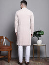 Sequin Embroidered Pure Cotton Kurta with Pyjamas-JOKP-P-5008Peach